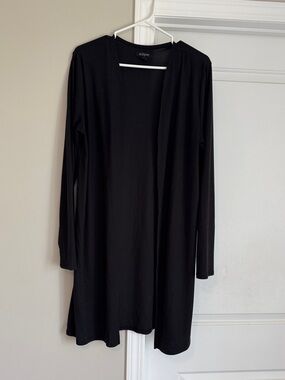 Eclipse Black Open-Front Long Sleeve Cardigan Dress